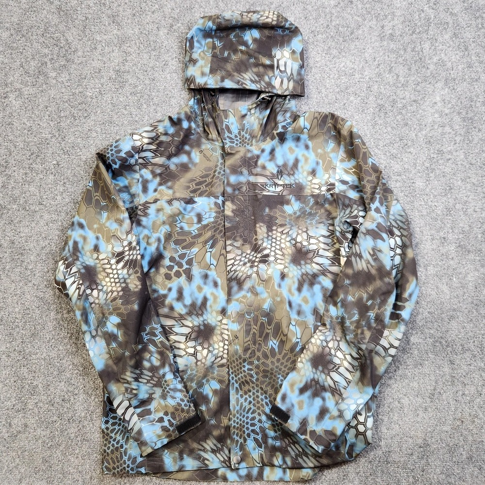 Kryptek Jupiter Rain Jacket Mens Large Multicolor Camo Hooded Full Zip Hunting